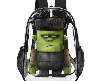 Halloween Monster Clear Backpack, See Through Travel Bag