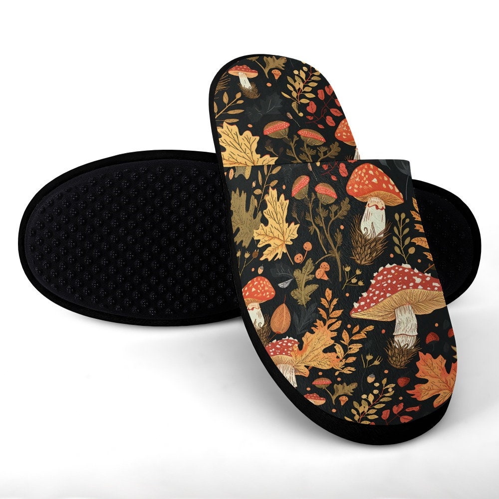 thumbnail image 2 of Mushroom Slippers With Rainbow Hearts - Cozy Indoor House Slippers For Kids Women Men 2 of 13