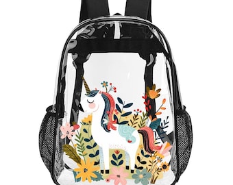 Unicorn Transparent Backpack: Clear PVC Travel Rucksack