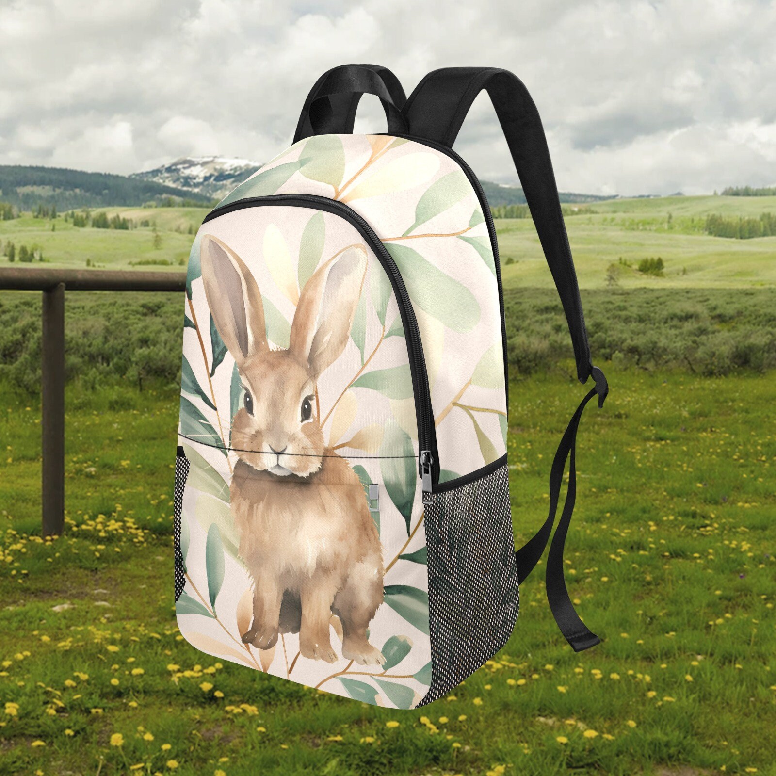 Large Rabbit Laptop Backpack, Floral Bunny School Rucksack - Etsy