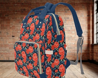 Floral Baby Changing Backpack – Travel Bag, Made-to-Order Gift for Parents