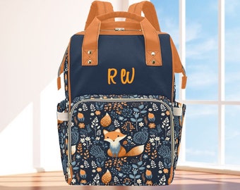 Fox Boho Personalised Initials, Hollandy Baby Changing Bag; Multi-Function, Stylish and Practical Baby Essentials Backpack