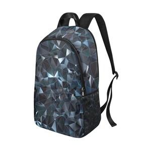 Sac d'école et d'ordinateur portable élégants, sac à dos bleu géométrique, cartable tendance, sac à dos bleu géométrique moderne pour garçons,