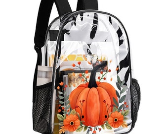 Pumpkin Fall Clear Backpack, Halloween Travel Bag
