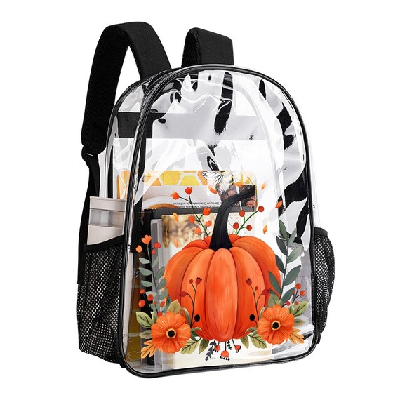 Pumpkin Fall Clear Backpack, Halloween Travel Bag - Etsy