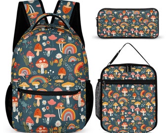Rainbow Mushroom School Set: Backpack, Lunchbox & Pencil Case