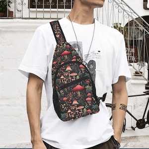 Bolso bandolera para hombre, bolso de pecho para hombre, bolso bandolera para hombre, bolso personalizado, regalo de cumpleaños para hombre, bolso para adolescente, bolso con forma de hongo, bolso con forma de hongo para hombre