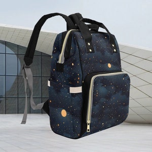 Bolsa de cambio de bebé, mochila de pañales única, mochila de pañales de mamá, bolsa de pañales alternativa, cielo nocturno, mapa estelar, bolsa de cambio de bebé gótica.