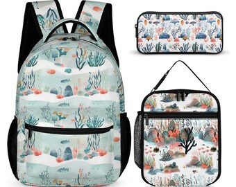 Coral Ocean School Set: Backpack, Lunchbox & Pencil Case