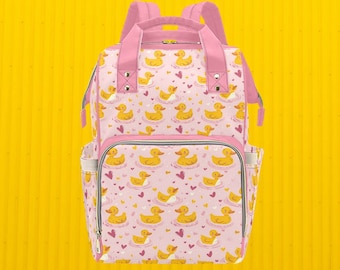 Duck & Hearts Baby Diaper Backpack: Stylish Rucksack