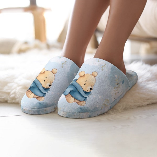 Bleu Winnie l'ourson, Chaussons Hollandy pour femmes, Chaussures d'intérieur