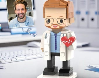 ForeverFig Personalized Brick Figure Doctor with Heart – Unique Gift for Medical Professionals