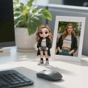 ForeverFig Personalisierte 3D Mini-Figur – Dein Foto als individuelle Figur für den Schreibtisch