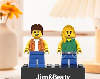 Custom Couple Minifigures with Engraved Base – Gift for Valentine's Day, Anniversary, or Women's Day
