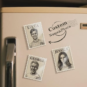 Imán para nevera personalizado con retrato vintage y nombre – Regalo original con tu foto