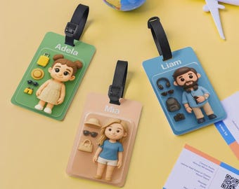 ForeverFig Personalized Luggage Tag with Photo – Cartoon Figure in 3D Look with Name