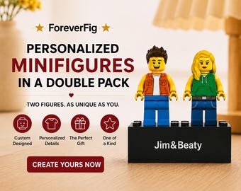 ForeverFig gepersonaliseerde minifiguren van een stel met gravure – een uniek cadeau voor bruiloften, jubilea en Valentijnsdag