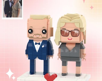 Personalized brick figures for 2 people – full-body design in a cool building block style
