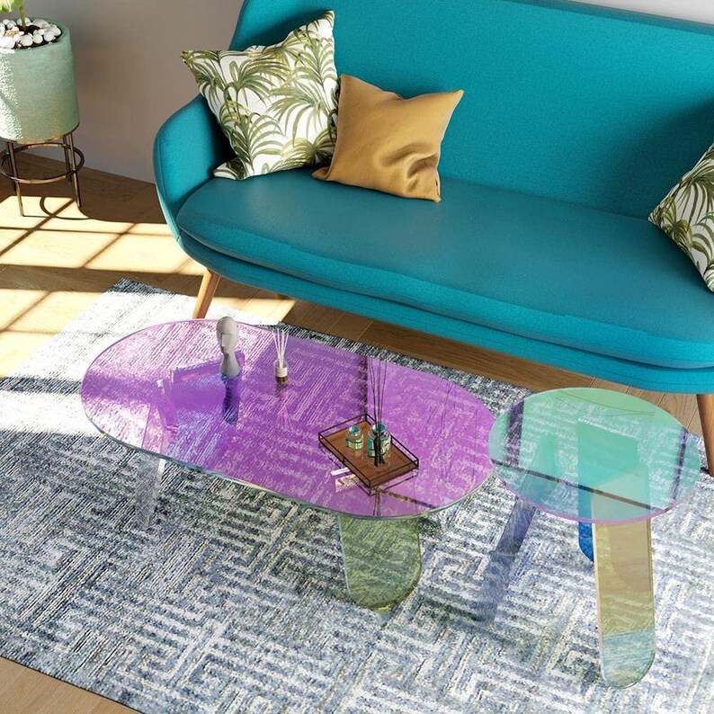 Iridescent Coffee Table Acrylic Coffee Table Iridescent End Etsy