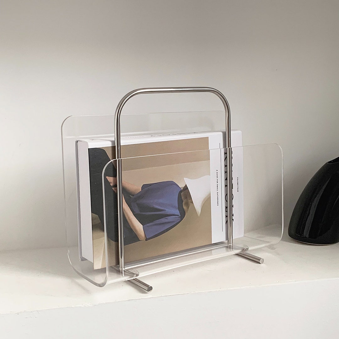 Acrylic Magazine Holder, Transparent Modern Book Stand, Minimalist ...