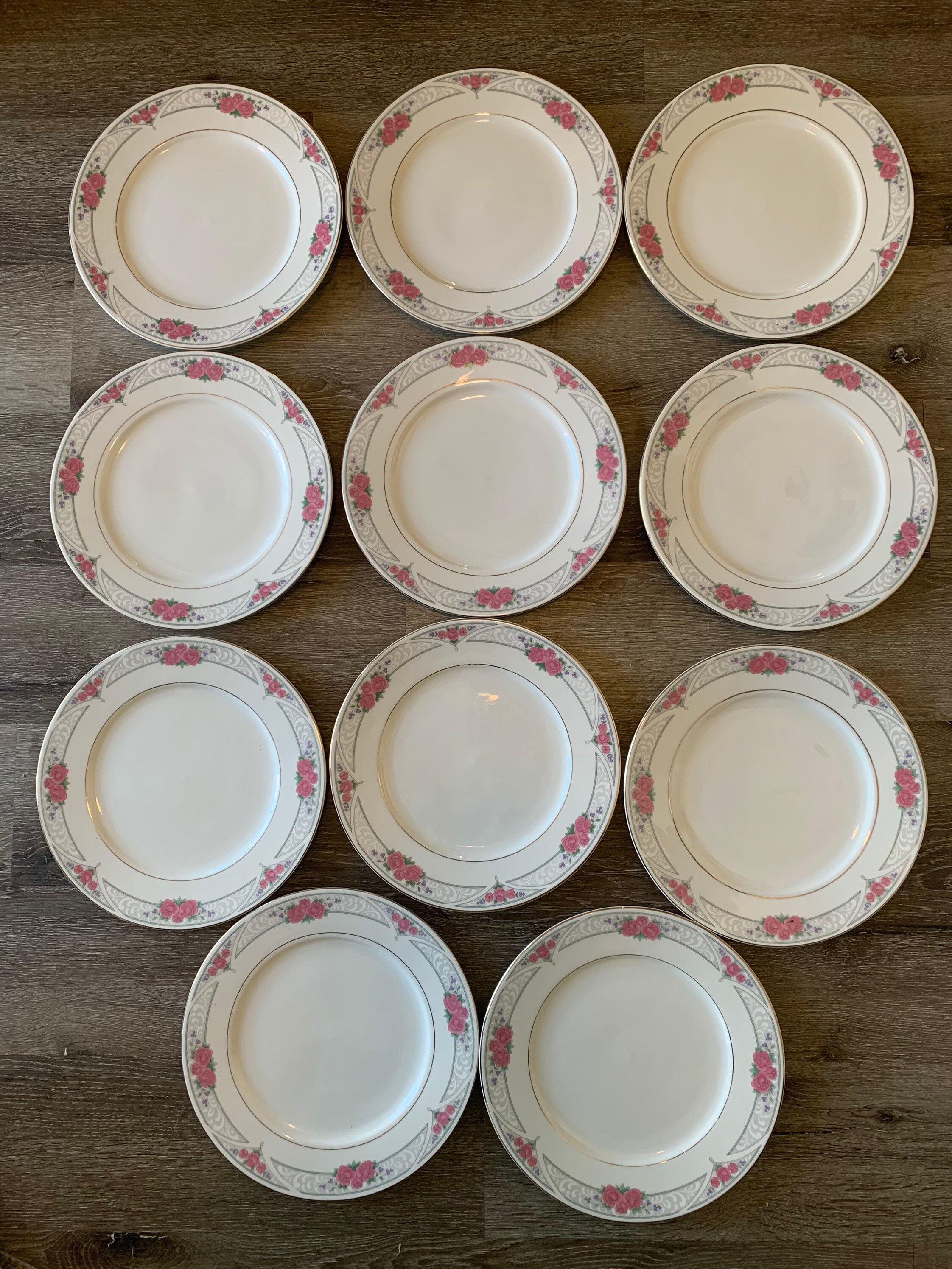 Gibson Designs Dinner Plates Pink Floral Lot of 11 Etsy
