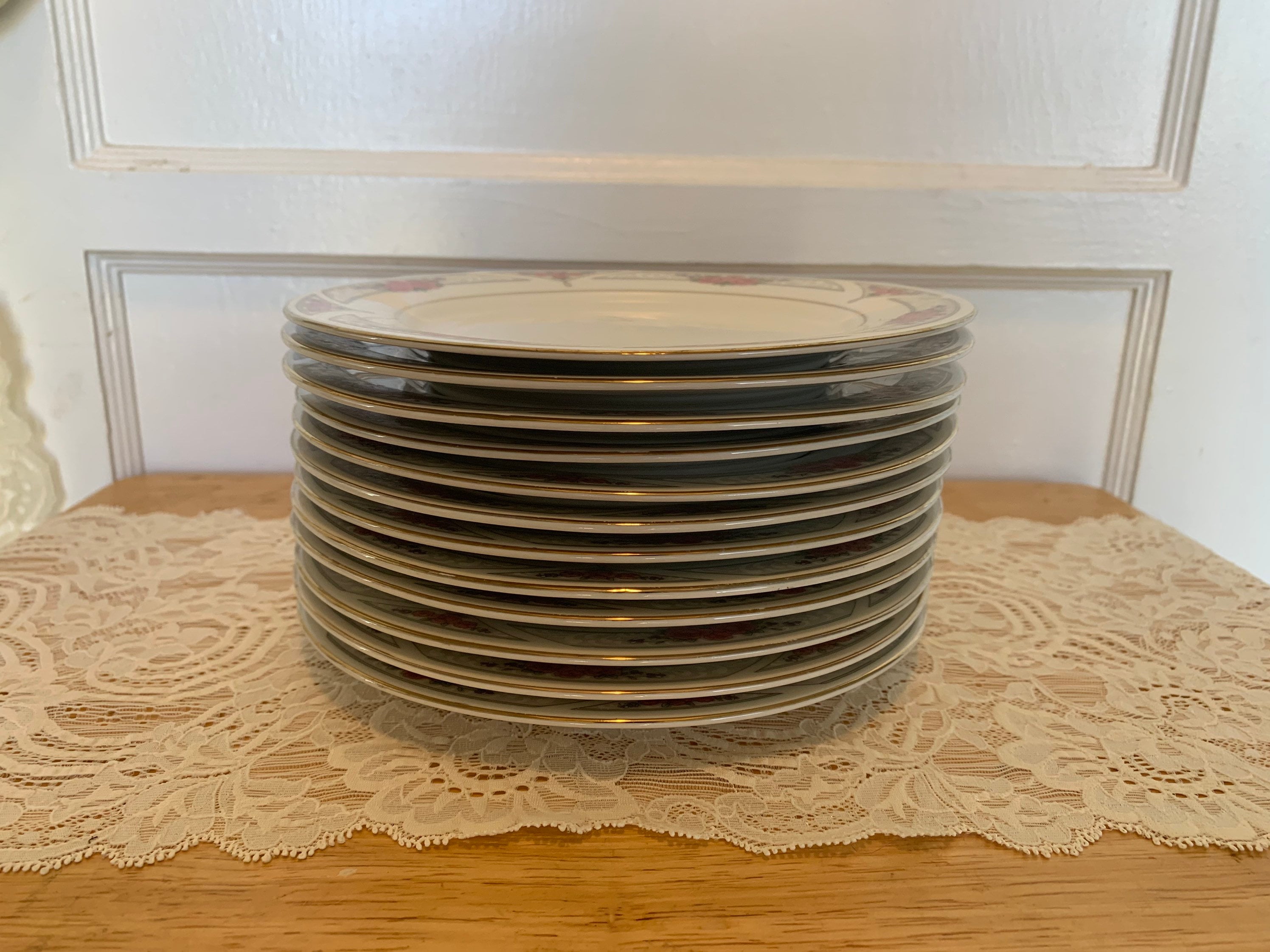 Gibson Designs Salad Plates Pink Floral Lot of 12 Etsy