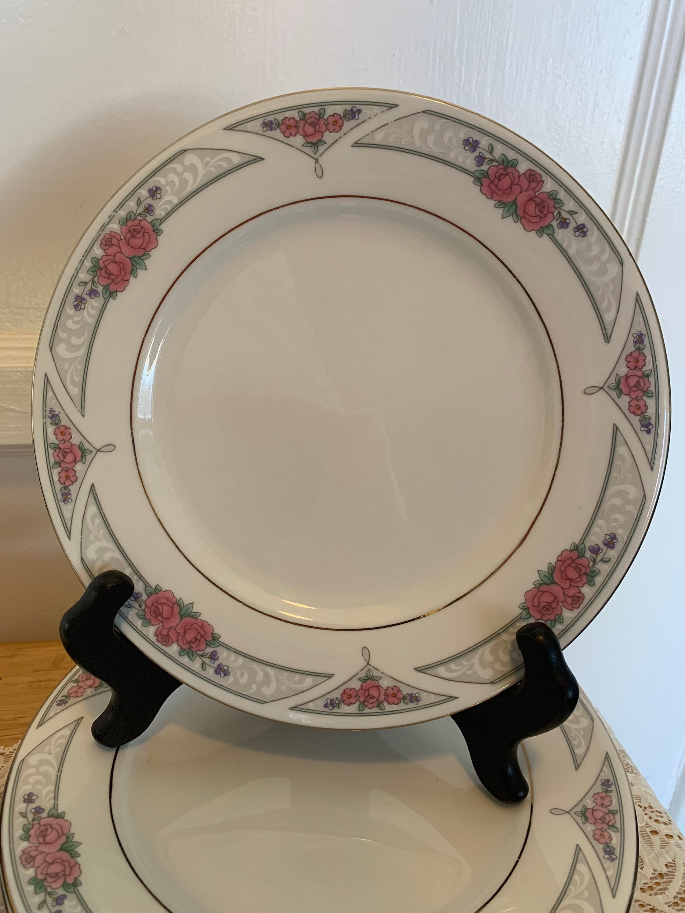 Gibson Designs Salad Plates Pink Floral Lot of 12 Etsy