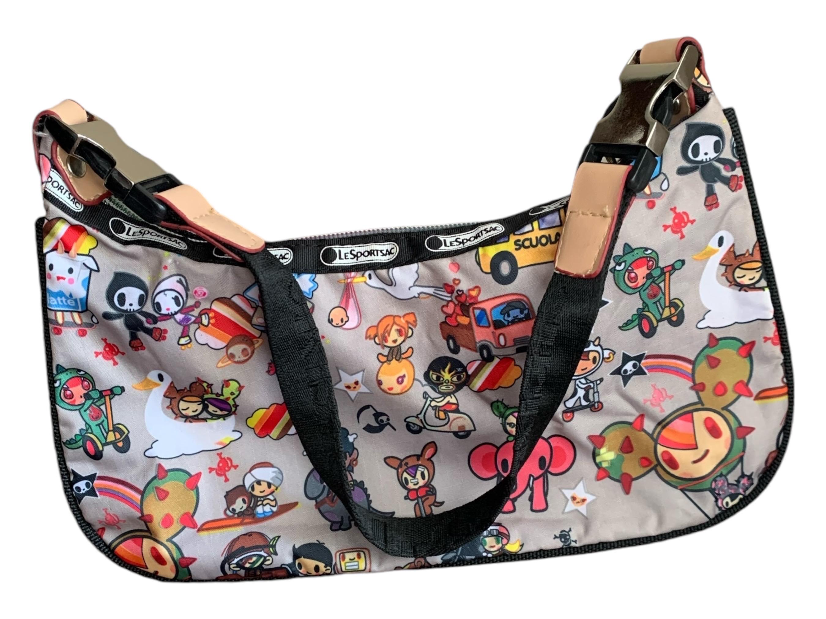 Lesportsac Tokidoki 2006 Shoulder Bag Rainbow Zippers Clip On Strap