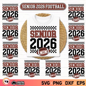 Senior 2026 Football Family SVG Bundle: Matching Shirts (Digital Download)