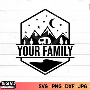 Camper Family Name Split Monogram SVG, Camping SVG, Camp Life SVG, Last Name svg, Travel Svg, Digital Files For Cricut, Digital Download