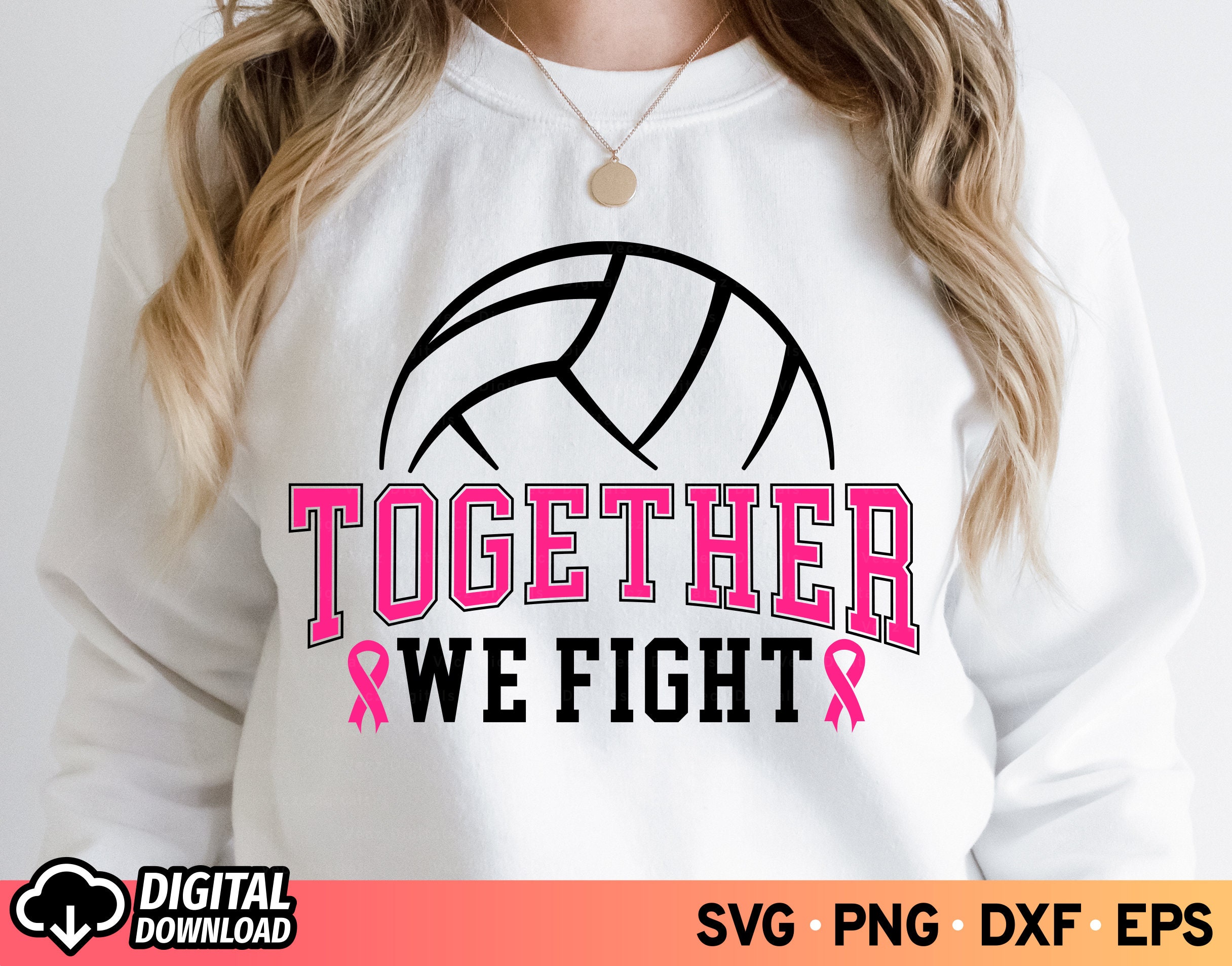 Volleyball Cheer Pink Ribbon – Bright Side Digital Designs