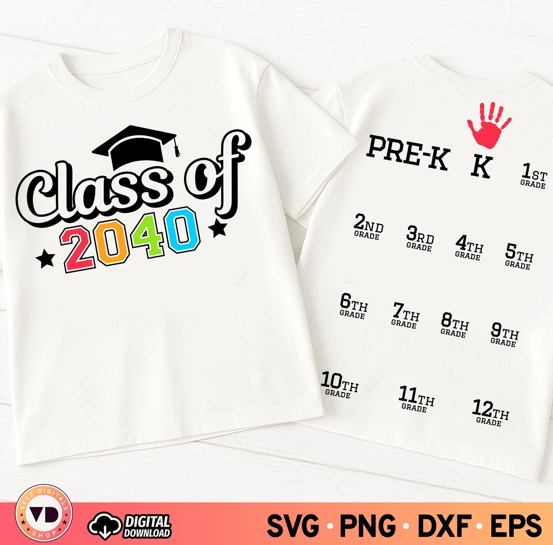 Class of 2040 Handprint SVG PNG: Grow With Me School Shirt Design ...