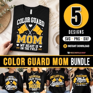 Color Guard Mom SVG Bundle, Senior 2027 Shirt Design, Flag Team PNG DXF Files