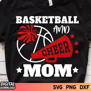 Basketball and Cheer Mom SVG, Cheer Megaphone Svg, Mom Basketball Svg, Cheerleader Mom Svg, Cheer Mom Shirt Svg, Game Day Svg, Dxf, Png