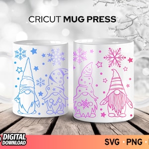 Cricut Mug Press SVG Christmas, Christmas Gnome Svg, Mug Wrap Template SVG, Cricut Mug Svg, Coffee Mug Wrapping Svg, SVG Files for Cricut