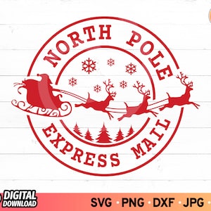 North Pole Express Mail Delivery SVG, North Pole Postmark Stamp Svg, Santa Sack Svg, Santa Mail Svg, Christmas Sign Svg, Christmas Stamp Svg