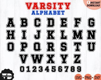 Varsity Alphabet Font SVG, Sports Jersey Numbers SVG, Baseball Font Numbers svg, College Font svg, School Letter svg, Digital Download