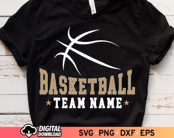 Basketball Team Name SVG: Shirt Clipart für Cricut (Digitaler Download) PNG Sublimation