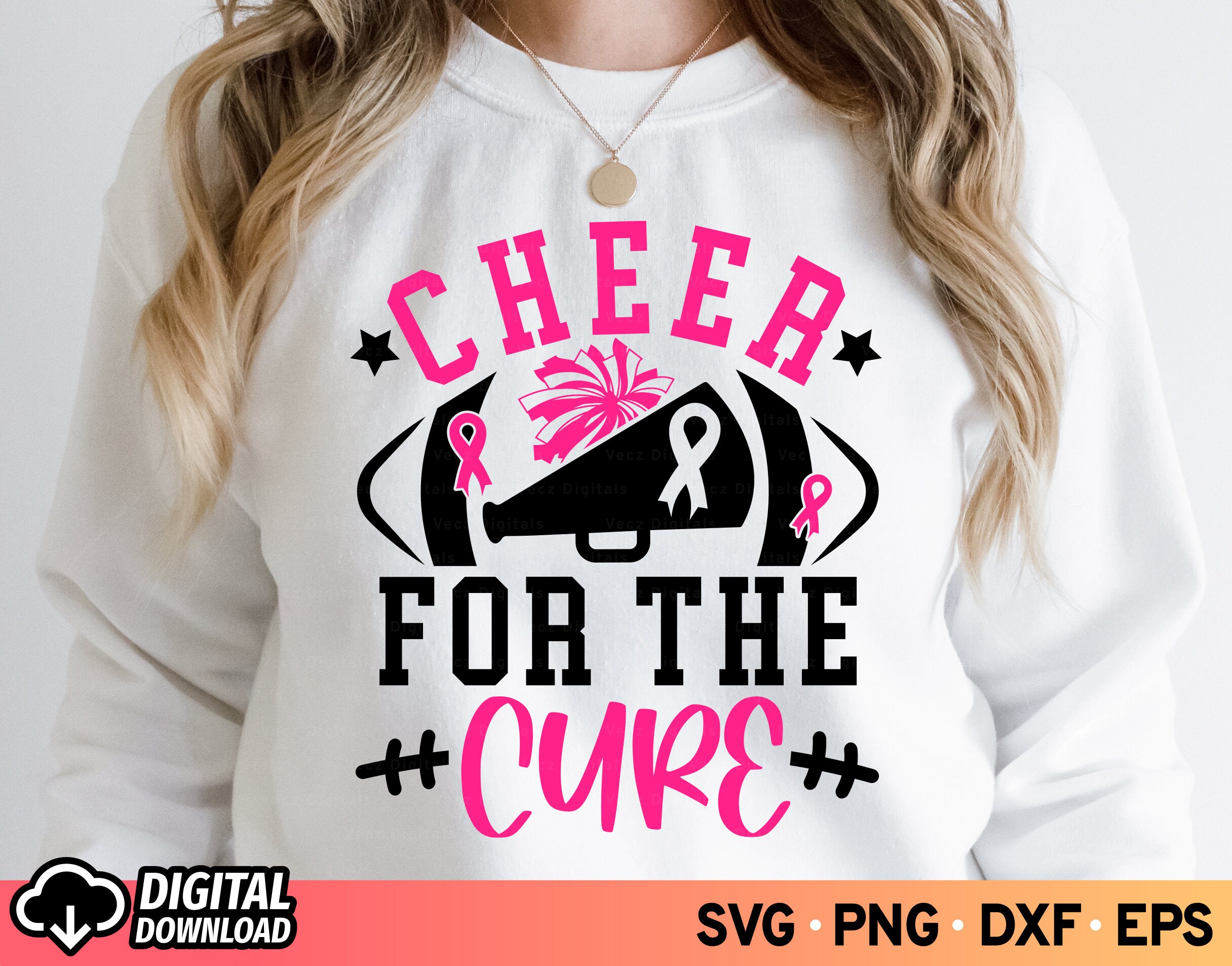 Cheer for the Cure SVG Fight Cancer Pink Ribbon SVG Football - Etsy