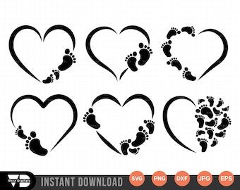 Baby Footprint Heart Frame SVG: Newborn Feet Art (Digital Download)