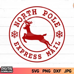 Entrega de correo expreso del Polo Norte SVG, Sello de Navidad svg, Sello de matasellos del Polo Norte Svg, Saco de Santa Svg, Correo de Santa Svg, Signo de Navidad Svg