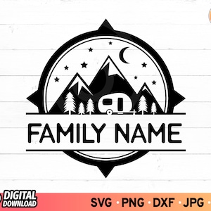 Camper Family Name Split Monogram SVG, Camping Svg, Camp Life SVG, Apellido svg, Family Camper Svg, SVG Files For Cricut, Digital Download