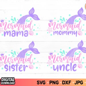 Mermaid Birthday Family SVG Bundle: DIY Cricut Cut Files (Digital Download) image 3