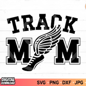 Track Mom SVG und PNG, Track and Field Svg, Mom Track Svg, Running Svg, Track Wings Svg, Track Svg, SVG Dateien für Cricut, Digitaler Download