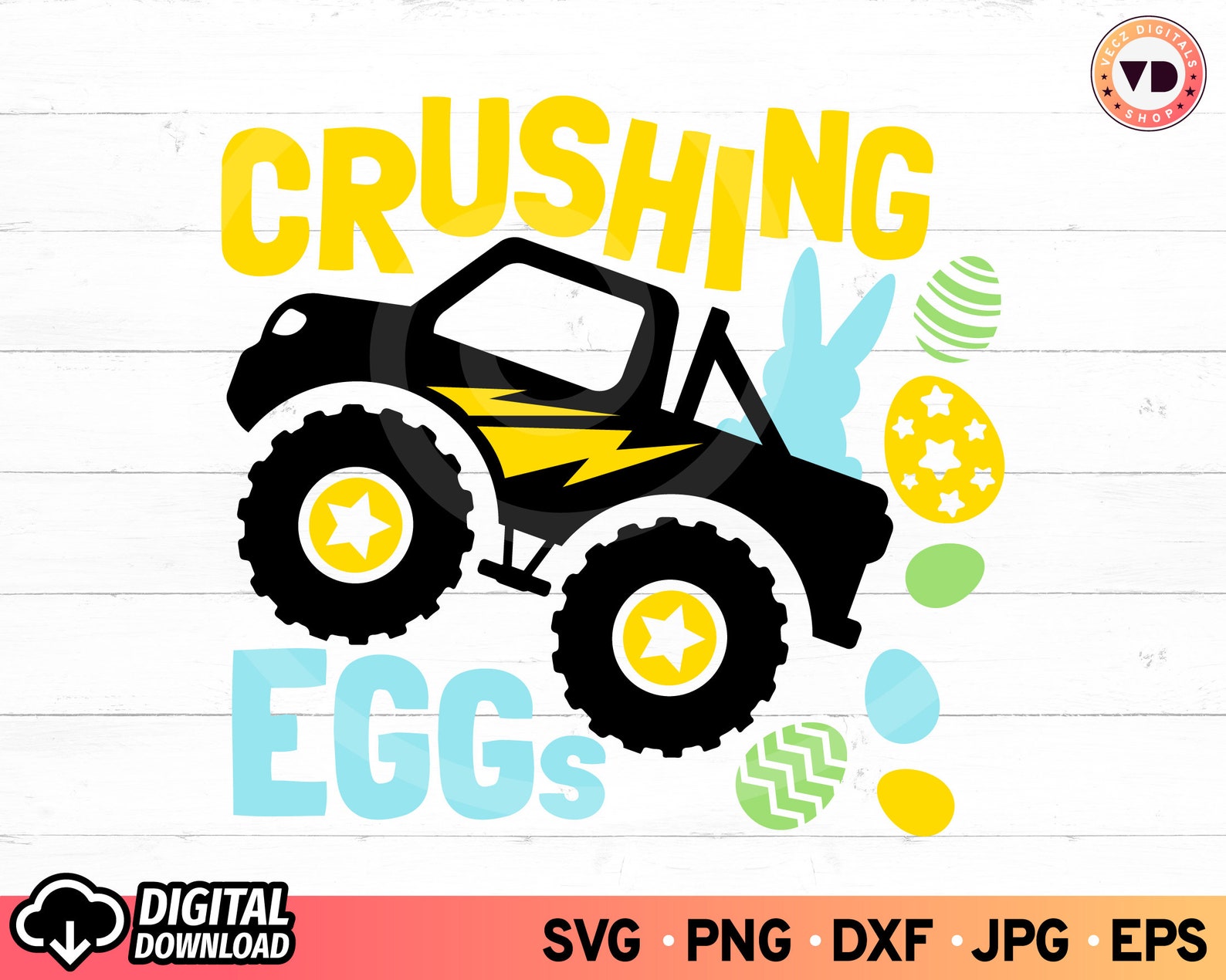 Boy Easter SVG Truck Crushing Eggs SVG Funny Easter Tshirt Etsy