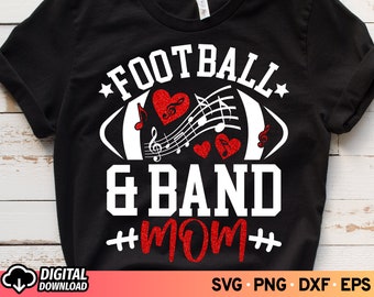Football Band Mom SVG: Glitter Cheer Varsity Gameday Design (Digital Download PNG Sublimation