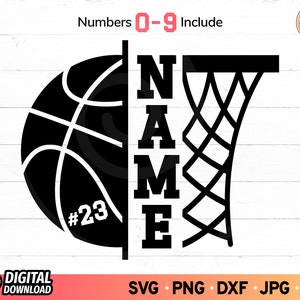 Basketball Net SVG, Basketball Split Name Frame Svg, Basketball Mom Cut File, Basketball Monogram Svg, SVG Files for Cricut, PNG Files