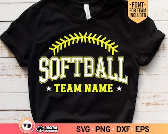 Softball Team Name SVG PNG: Custom Font, Shirt Design (Digital Download)
