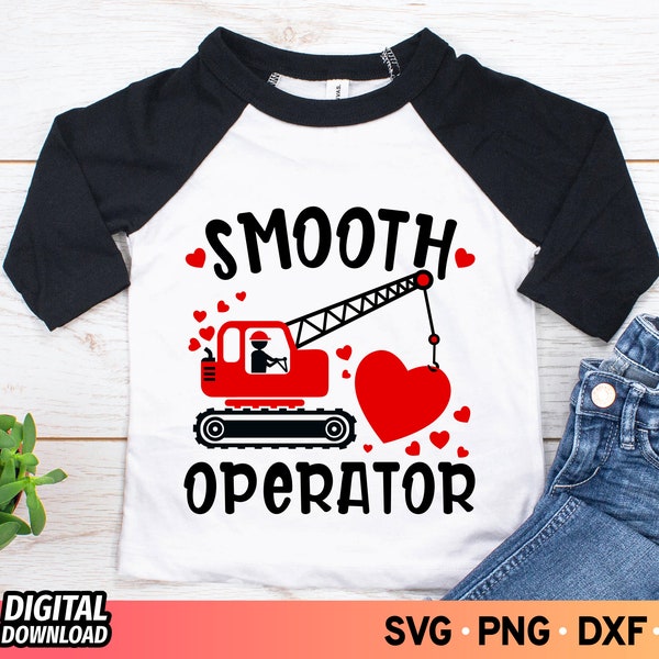 Smooth Operator SVG, Construction Valentines Shirt, Valentines Tractor Svg, Boy Construction Svg, Boys Valentine, Valentine's Day Cut File