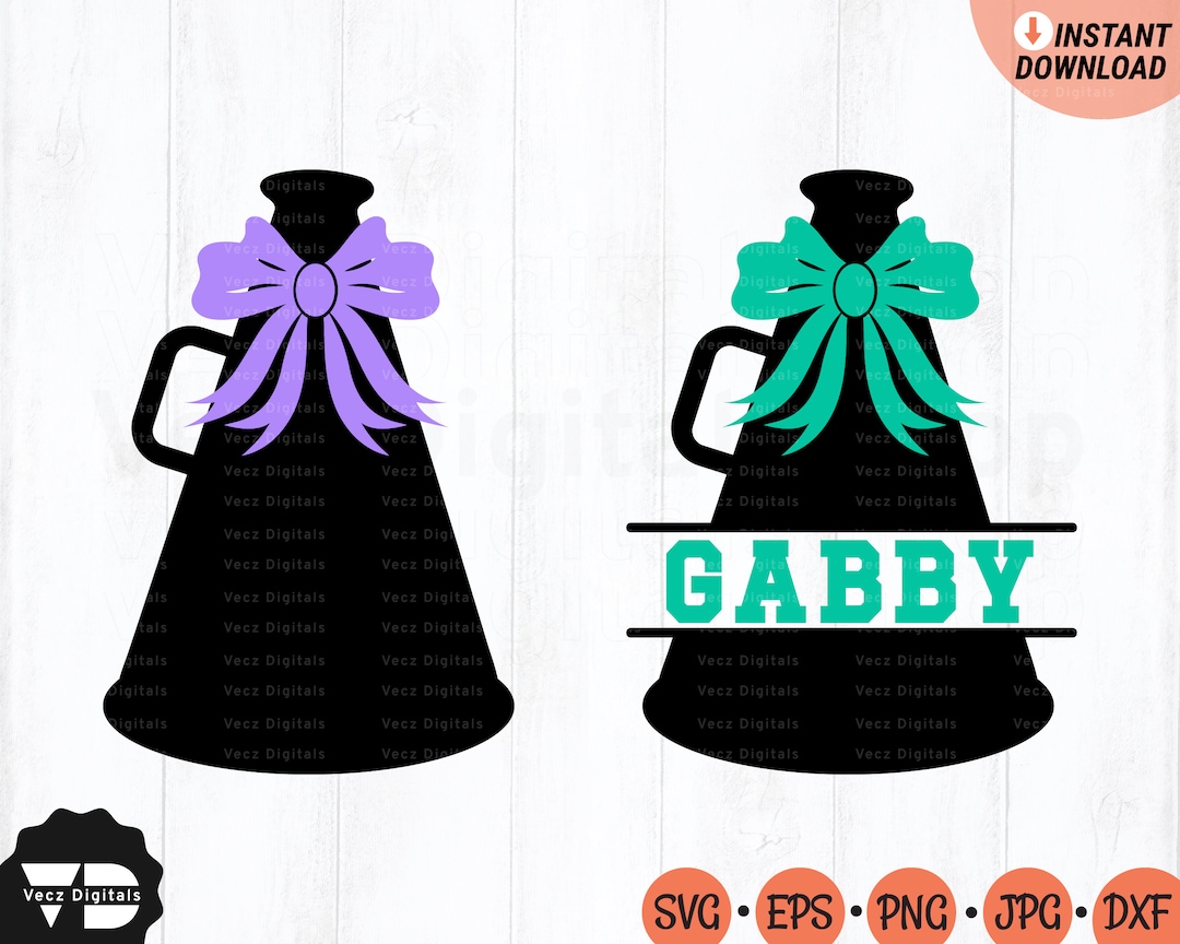 Cheer Megaphone SVG Names Cheer Megaphone Svg Cheer Svg Bow Etsy